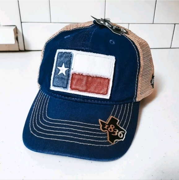 Accessories - Texas Flag 1836 Trucker Hat Cap Snapback Denim Mesh Back Embroidered